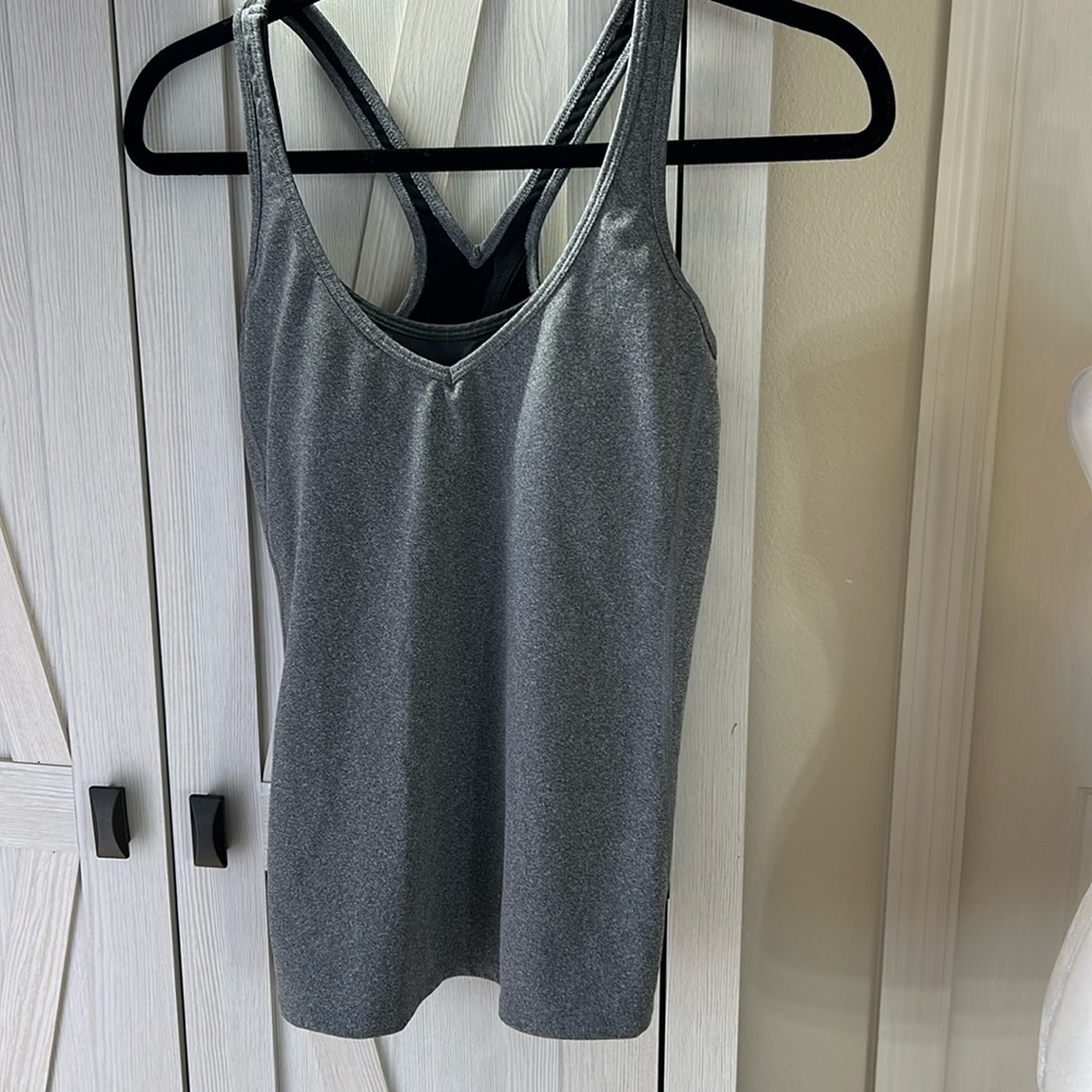 LUCY Grey/Black Workout Tank Top with Racing Back Size Medium